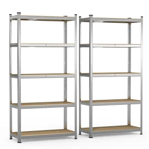 Lot de 2 Etagères de rangement renforcees charge extra lourde à 5 niveaux 90x40x180cm