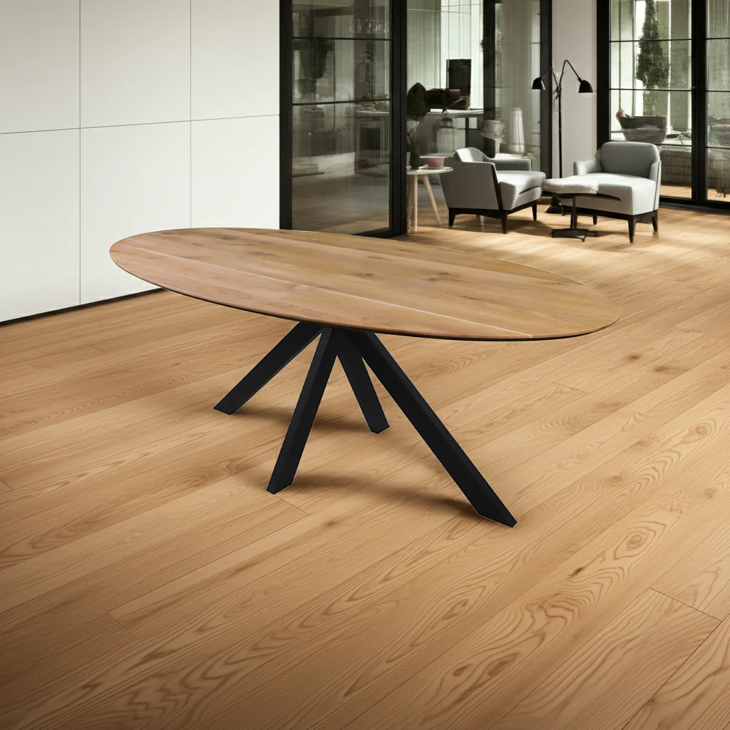 Table ovale à manger en chêne massif – Image 2